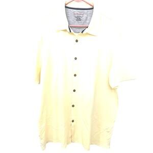 Weatherproof Vintage Button Up Shirt XL Yellow Mens Short Sleeve Athleisure